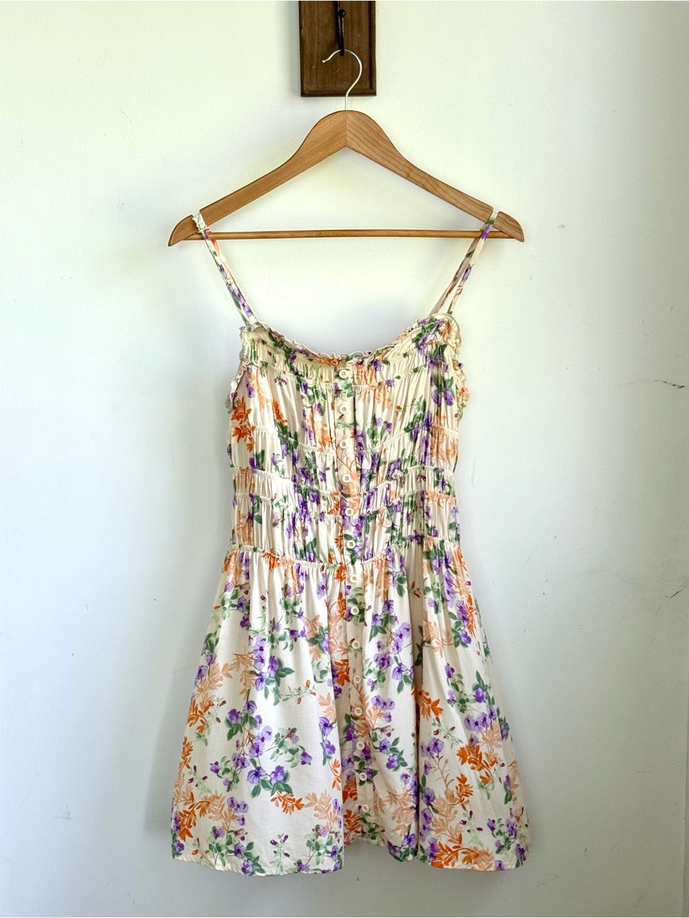 Hippie Rose NWT Floral Milkmaid Cami Mini Dress Smocked Cottagecore L